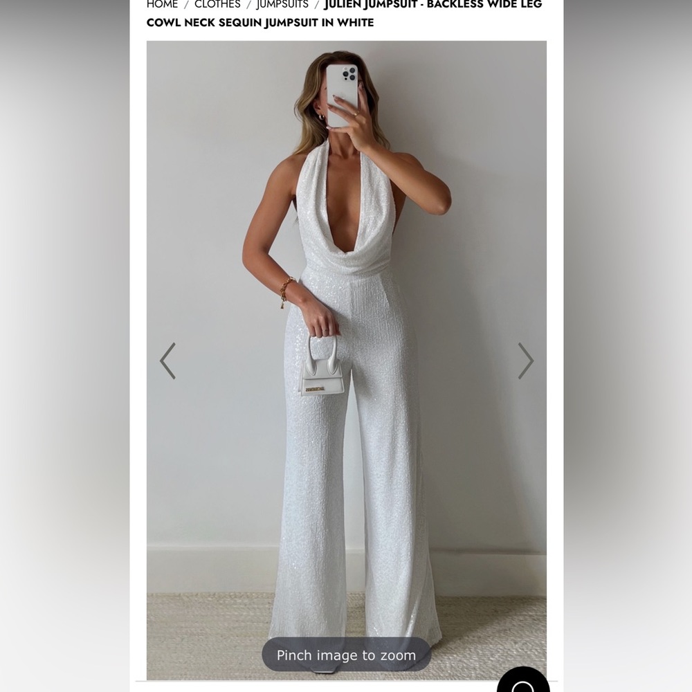 COPY - SHOWPO- JULIEN JUMPSUIT - BACKLESS WIDE LEG COWL NECK SEQUIN JUMPSUIT IN…